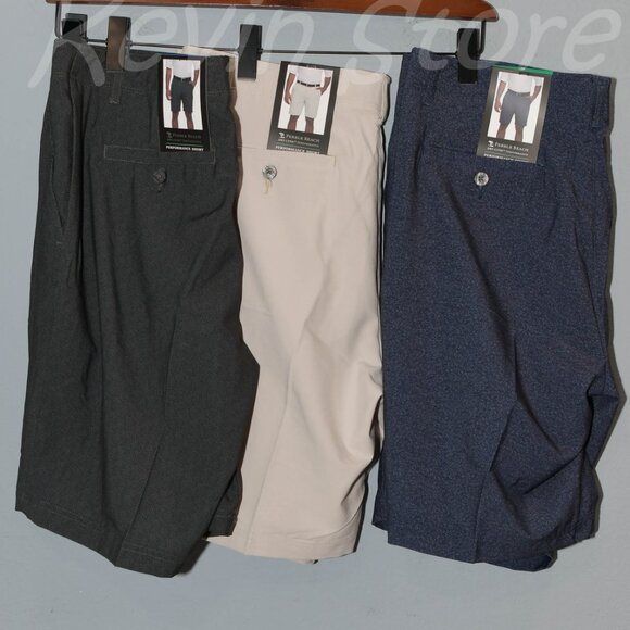 3 pairs Tan , Navy, Black - Pebble Beach Men’s Dry-Luxe Performance Shorts